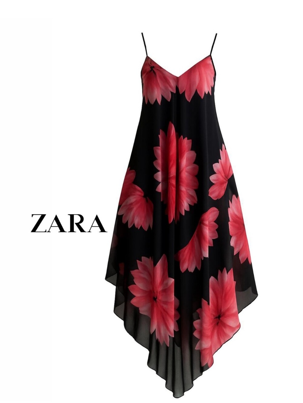 Zara Floral Asymmetrical Maxi